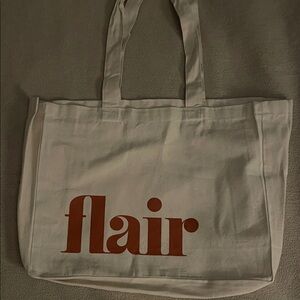 Cream Tote Bag with Orange Accent